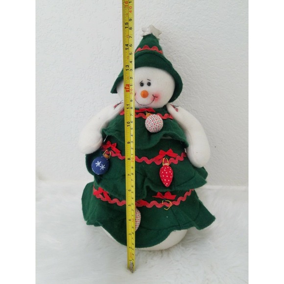 Terry's Village Snowman Wrapped in Christmas Tree Plush Bean Bottom Free Stand - Picture 2 of 9
